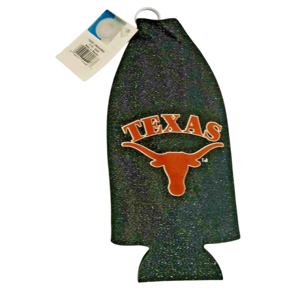 Texas Longhorns Kolder Black Glitter Bottle Sleeve Zipper Insulator NEW